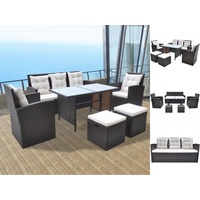 VidaXL Garten-Essgruppe mit Auflagen Polyrattan 6-tlg. braun