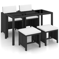 VidaXL Polyrattan Set 11-tlg. schwarz/cremeweiß