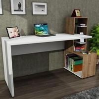 Alphamoebel Schreibtisch Weiß-Walnuss Side "" - Weiß/Braun