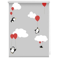 Lichtblick Rollo Klemmfix, ohne Bohren, blickdicht, Pinguine - Rot",