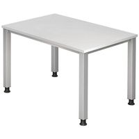 Hammerbacher höhenverstellbarer Schreibtisch weiß rechteckig, 4-Fuß-Gestell silber 120,0 x
