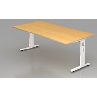 Hammerbacher Ergonomic O-Serie Schreibtisch buche rechteckig, C-Fuß-Gestell weiß 200,0