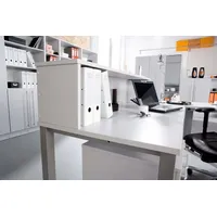 Hammerbacher Schreibtisch eiche quadratisch, 4-Fuß-Gestell silber 80,0 x 80,0