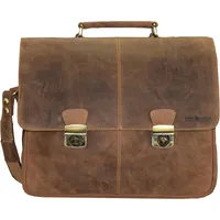 GREENBURRY Vintage Aktentasche Leder 42 cm Laptopfach braun