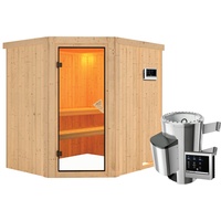Karibu Sauna Lilja-3,6kW230VOfen-Steuergerät-Ohne Dachkranz