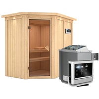 Karibu Sauna Carin-9kW Ofen inkl. Steuergerät-Inkl. Dachkranz