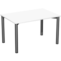 Geramöbel Flex Schreibtisch weiß, anthrazit rechteckig, 4-Fuß-Gestell grau 120,0