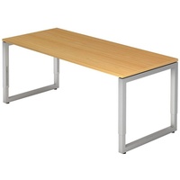 Hammerbacher Schreibtisch buche rechteckig, Kufen-Gestell silber 180,0 x 80,0