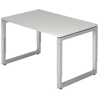 Hammerbacher Schreibtisch lichtgrau rechteckig, O-Fuß-Gestell silber 120,0 x 80,0