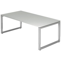 Hammerbacher RS2E höhenverstellbarer Schreibtisch lichtgrau rechteckig, Kufen-Gestell silber 200,0