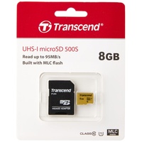 Transcend microSDHC 8GB Class 10 500S UHS-I + SD-Adapter