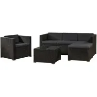 Juskys Punta Cana L Polyrattan Lounge schwarz/dunkelgrau