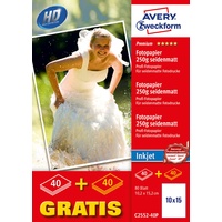 Zweckform Avery Premium Inkjet Fotopapier weiß, 10x15cm, 250g/m2 C2552-40P