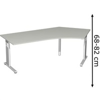 Geramöbel Flex höhenverstellbarer Schreibtisch lichtgrau L-Form, C-Fuß-Gestell silber 216,6