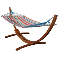 ALEOS. 320cm Hängemattengestell CALETA aus Holz Lärche mit gestreifter