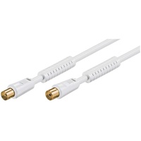 Goobay Koaxial Verlängerungskabel-Stecker an Buchse-doppelt geschirmt-vergoldet, weiß, 1,5m