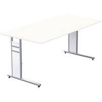 Kerkmann Schreibtisch weiß rechteckig, C-Fuß-Gestell silber 160,0 x 80,0