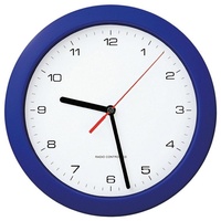 Peweta Funkwanduhr Design weiß blau Kunststoff, Ø 25,0 cm