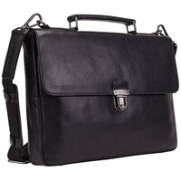 LEONHARD HEYDEN Roma Aktentasche Leder 37 cm Laptopfach schwarz