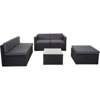 Mendler Poly-Rattan-Garnitur HWC-D24, Garten-/Lounge-Set Sofa anthrazit, Polster dunkelgrau