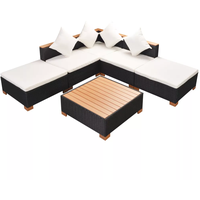 VidaXL Polyrattan Lounge-Set schwarz inkl. Auflagen 42755