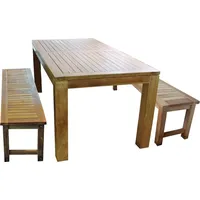 Mojawo Sitzgruppe Teakholz 180x90x75cm + 2 Bänke Teak -