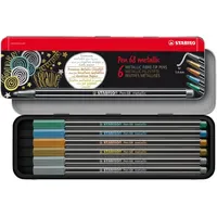 Stabilo Premium Metallic-Filzstift 6 St. silber/gold/blau/grün