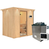 Karibu Sauna Bodin mit Fronteinstieg 68 mm-9 kW Ofen