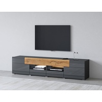 INOSIGN Toledo TV-Lowboard 209 cm anthrazit Hochglanz/alteichefarben