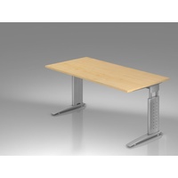 Hammerbacher höhenverstellbarer Schreibtisch ahorn rechteckig, C-Fuß-Gestell silber 160,0 x