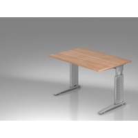 Hammerbacher Schreibtisch nussbaum rechteckig, C-Fuß-Gestell silber 120,0 x 80,0