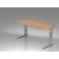 Hammerbacher US16 höhenverstellbarer Schreibtisch nussbaum rechteckig, C-Fuß-Gestell silber 160,0
