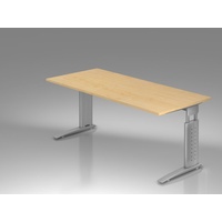 Hammerbacher US19 höhenverstellbarer Schreibtisch ahorn rechteckig, C-Fuß-Gestell silber 180,0