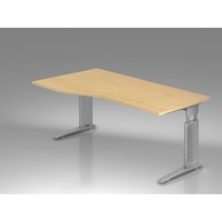Hammerbacher Schreibtisch ahorn Trapezform, C-Fuß-Gestell silber 180,0 x 100,0
