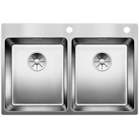 Blanco Andano 340/340-IF/A Edelstahl Seidenglanz + Druckknopfventil + InFino
