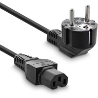 InLine Netzkabel Schukostecker gewinkelt auf Warmgeraetestecker C15 schwarz 1m