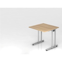 Hammerbacher Schreibtisch eiche quadratisch, C-Fuß-Gestell silber 80,0 x 80,0