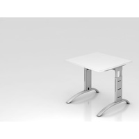 Hammerbacher FS08 höhenverstellbarer Schreibtisch weiß quadratisch, C-Fuß-Gestell silber 80,0