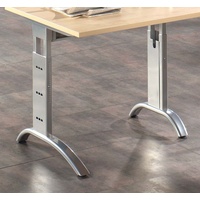 Hammerbacher höhenverstellbarer Schreibtisch eiche quadratisch, C-Fuß-Gestell silber 80,0 x
