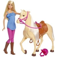 Barbie Pferd & Puppe blonde Haare