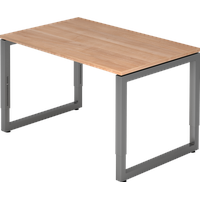 Hammerbacher höhenverstellbarer Schreibtisch nussbaum rechteckig, Kufen-Gestell grau 120,0 x