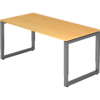 Hammerbacher Schreibtisch buche rechteckig, Kufen-Gestell grau 160,0 x 80,0