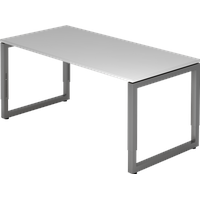 Hammerbacher Schreibtisch lichtgrau rechteckig, Kufen-Gestell grau 160,0 x 80,0