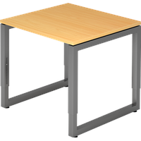 Hammerbacher RS08 höhenverstellbarer Schreibtisch buche rechteckig, Kufen-Gestell grau 80,0