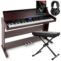 FunKey DP-88 II Digitalpiano braun Set mit Keyboardbank, Kopfhörer