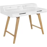 Wohnling Schreibtisch weiß rechteckig, 4-Fuß-Gestell eiche 110,0 x 60,0