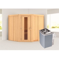 Karibu Sauna Jarin mit Eckeinstieg 68 mm-9 kW Ofen