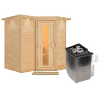 Karibu Sahib 1-Sauna 40mm-Fronteinstieg -Exklusivoptik-9 kW Ofen integr. Steuerung-inkl.