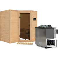 Karibu Sahib 1-Sauna 40mm-Fronteinstieg -Exklusivoptik-9 kW Bio-Kombiofen inkl. Steuergerät-ohne