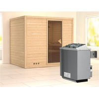 Karibu Sauna Sonara-9 kW Ofen-Steuerung-Ohne Dachkranz